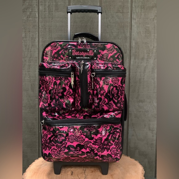 Betsey Johnson 90s Vintage Lace Rolling Suitcase - Picture 2 of 10
